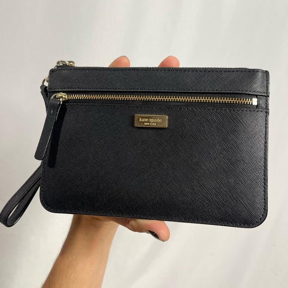 kate spade Handbags - Kate Spade New York | sleek mini black saffiano leather wristlet wallet